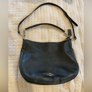 Black pebble leather coach purse